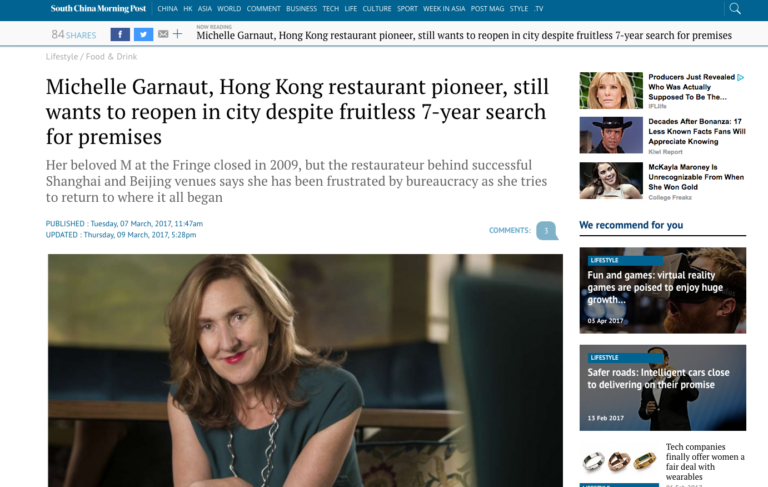 SCMP: Michelle Garnaut’s Search for the Perfect Hong Kong Venue