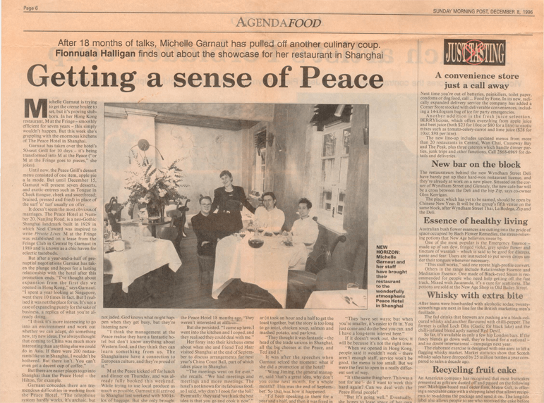 "M at the Peace" Sunday Morning Post article, December 8, 1996